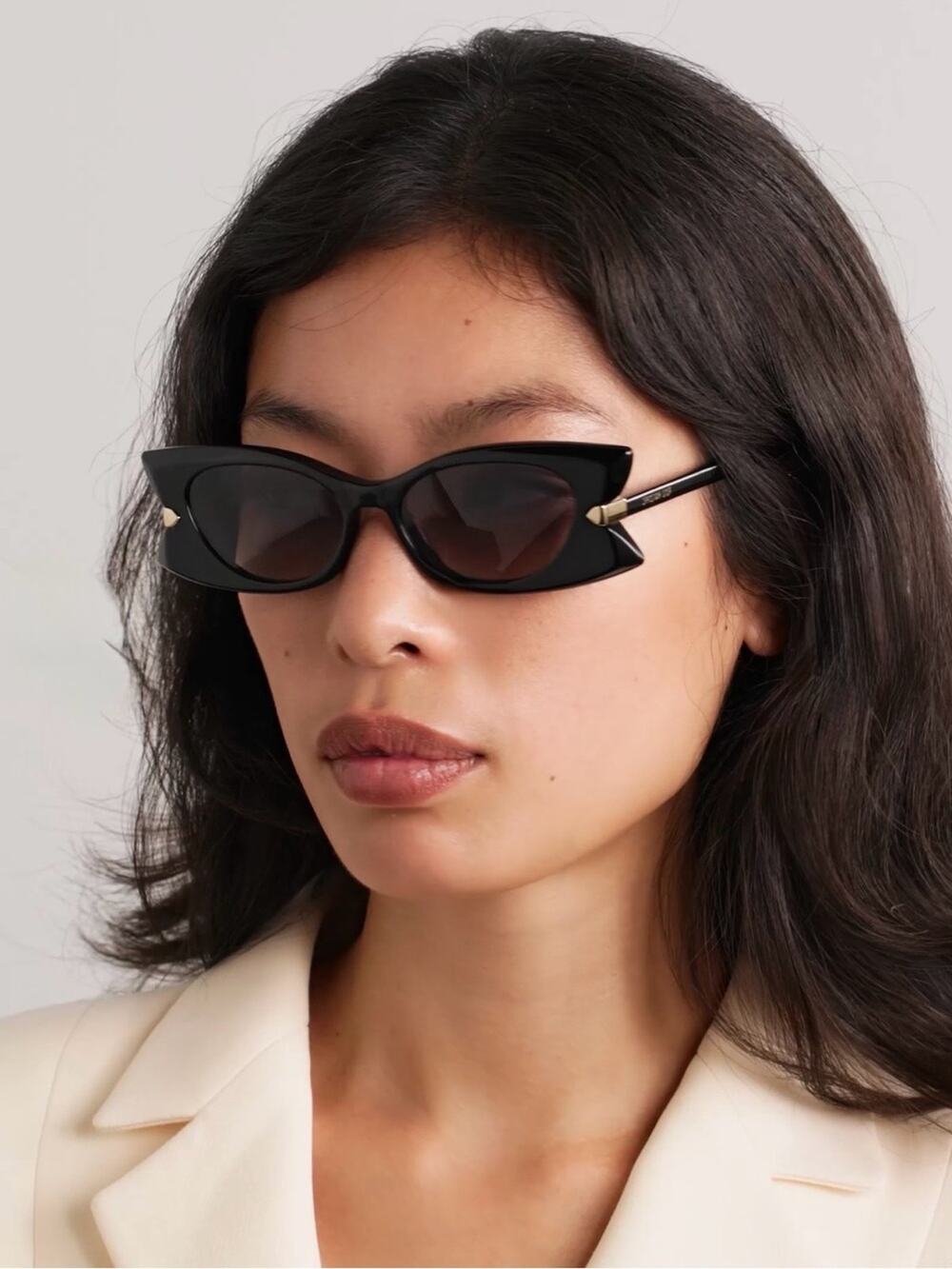 New Dior DiorButterfly S2I 10A1 Black Cat-Eye Sunglasses Gold Accents Authentic - Picture 1 of 7